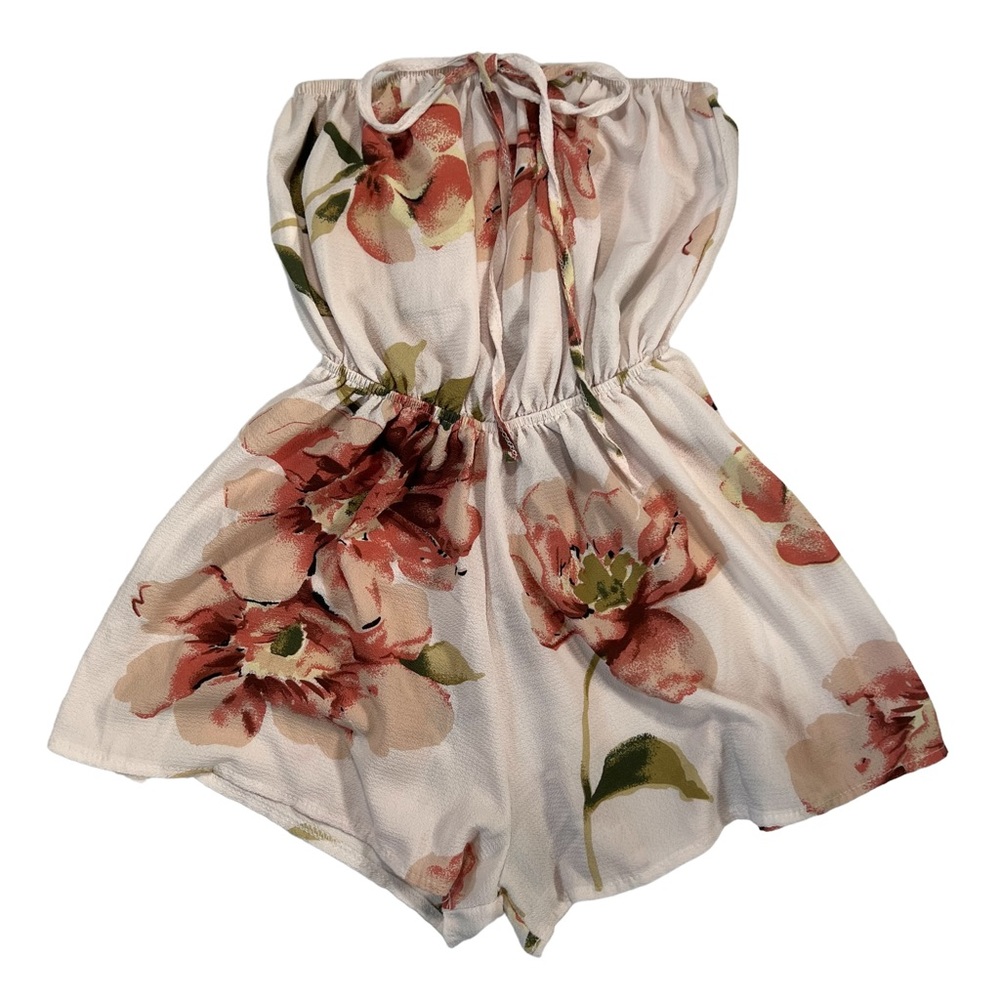 🖤 Floral Tube Top Strapless Romper Elastic Stretch Shorts Lightweight Outfit